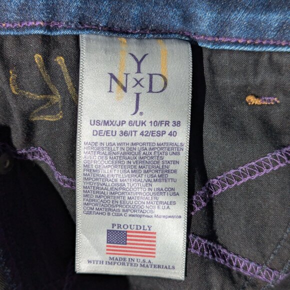 NYDJ Clarissa Ankle Jeans Size 6 Distressed Stretch Blue Jeans Lift and Tuck - Picture 5 of 13